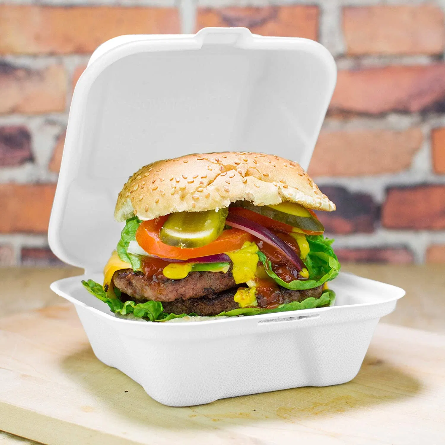 Bagasse Pulp Pack Take-Out Fast Food Reis Nudeln Hamburger Papier Feld