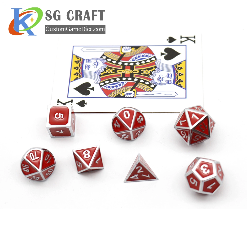 Hot Selling Metal Dice Set for Dnd Game 7PCS Enamel Metal Dice