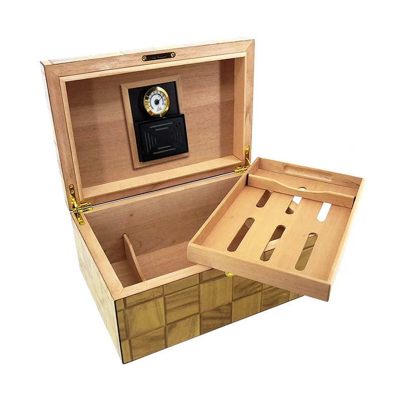 Le nouveau cèdre Wood Highlight 50 stéréo rond ombrage Cigar Boîte