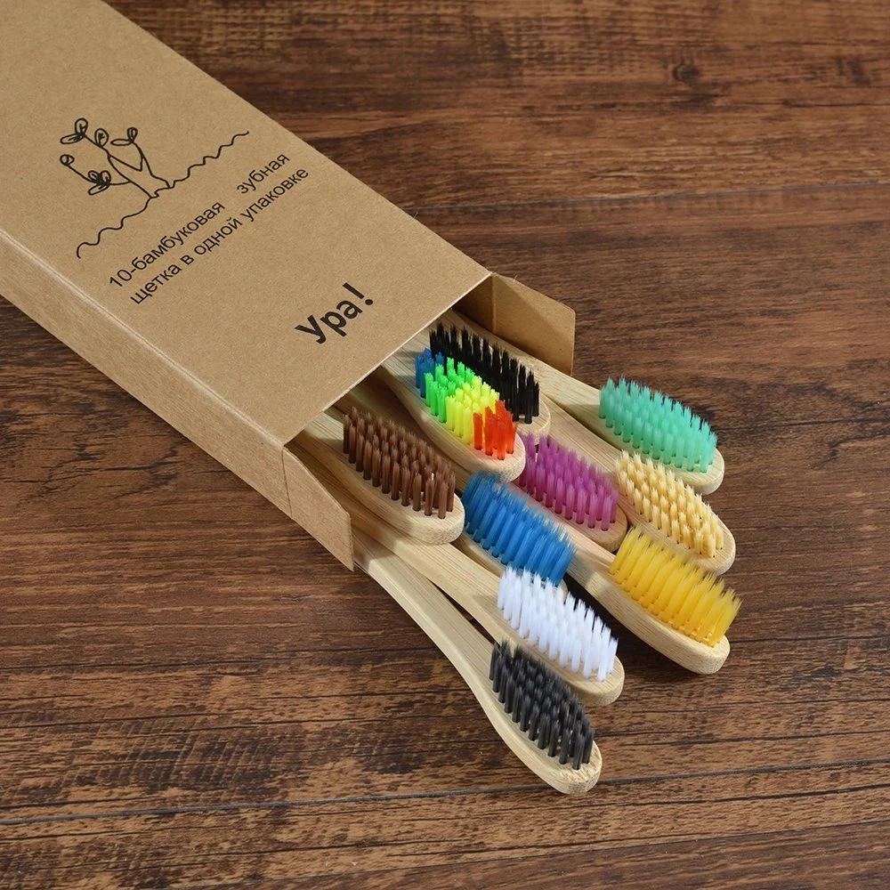 10PCS Colorful Bamboo Toothbrush Set Soft Bristle Bamboo Toothbrushes Dental Oral Care