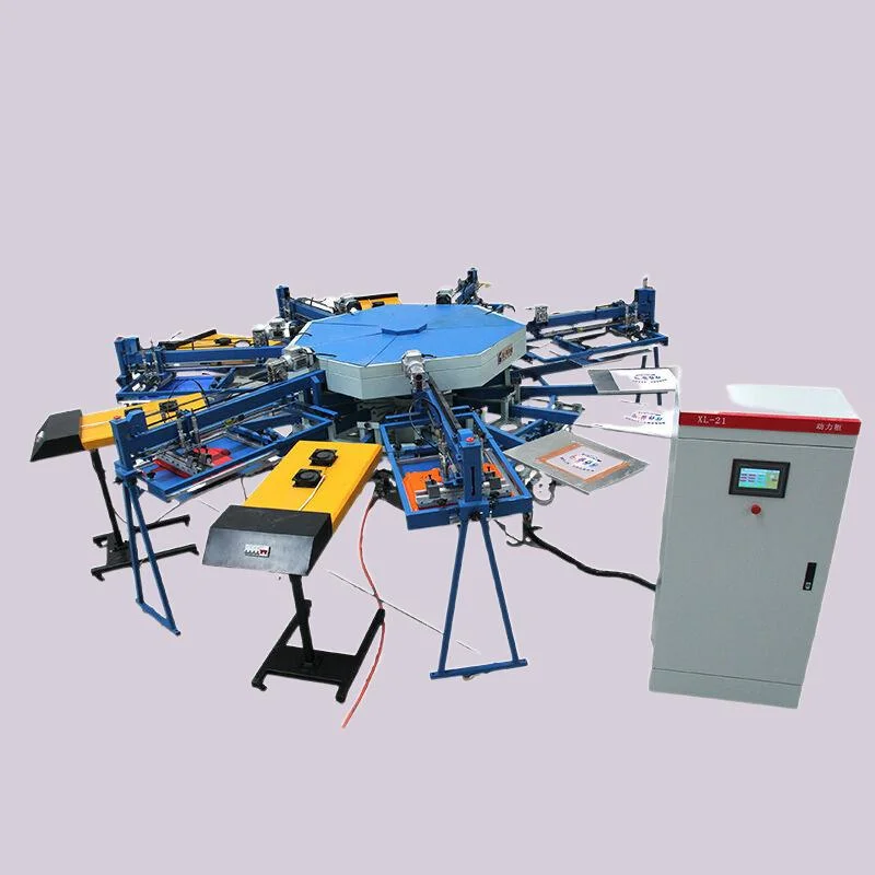 Multi Colors Automatic Carousel Rotary Silk Screen Shirts Printing Machine for T Shirt/Garments/Textiles