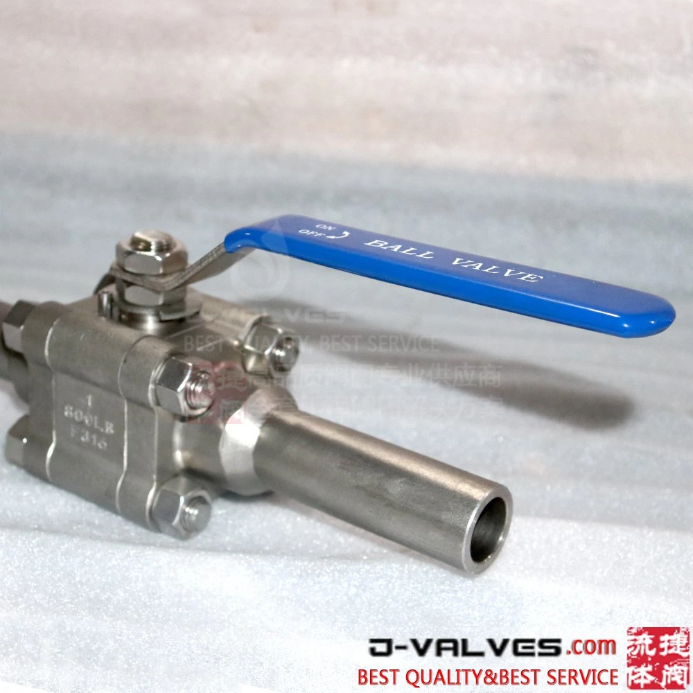 3piece Forged Steel F316L Full Port Floating Lengthened Socket Welding Ball Valve