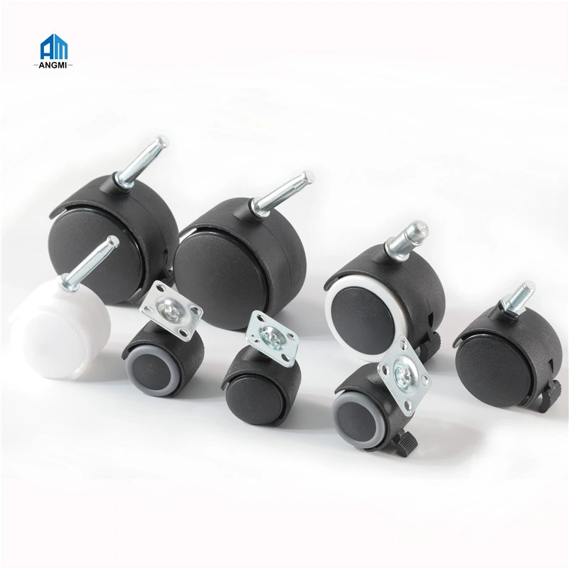 White/Black OEM Office Chair Caster Wheels with Brake Without Brake PP/Nylon Furniture Caster