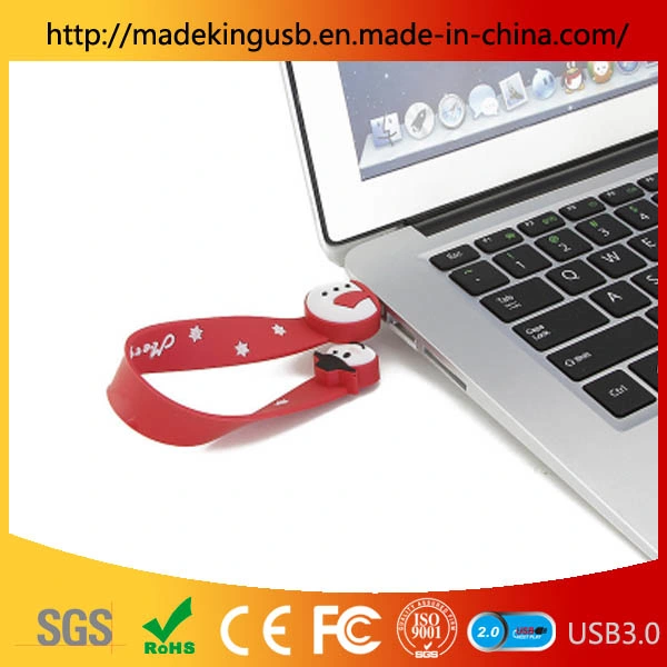 حزام معصم رجل الثلج المبدع محرك أقراص USB محمول / هدية عيد الميلاد PVC بيع بالجملة لمصنع شرائح USB من السوار