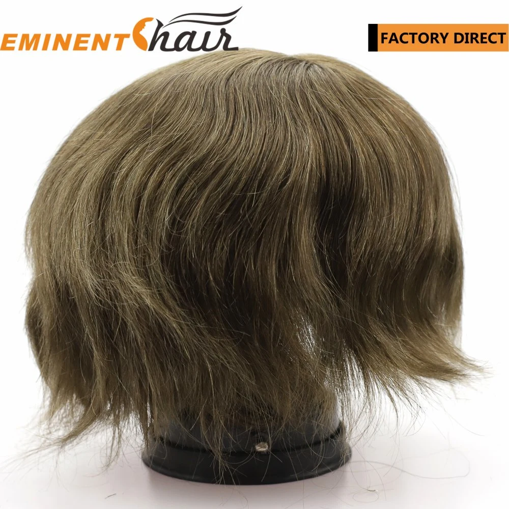 Natural Effect Human Hair French Lace with PU Around Men's Hair Systems