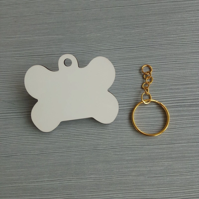 Colgante para mascotas personalizado Doble cara transferencia de calor Blanco Keychain etiqueta de perro Etiqueta de categoría