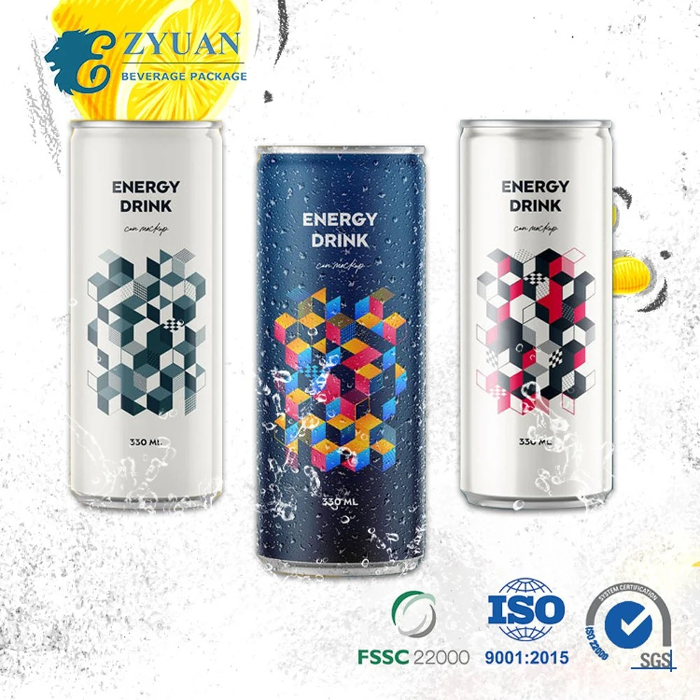 330ml Productos nuevos y elegantes vacío el logo impreso personalizado en blanco Soda Pop de bebidas de aluminio de latas de bebida energética para la venta