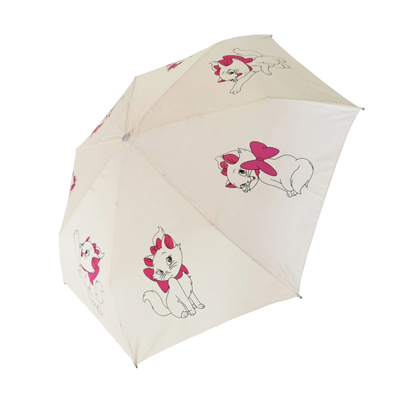 7 Ribs Cat Print Light Weight Mini Travel Fold Windproof Fully Automatic Umbrella for Ladies Gift