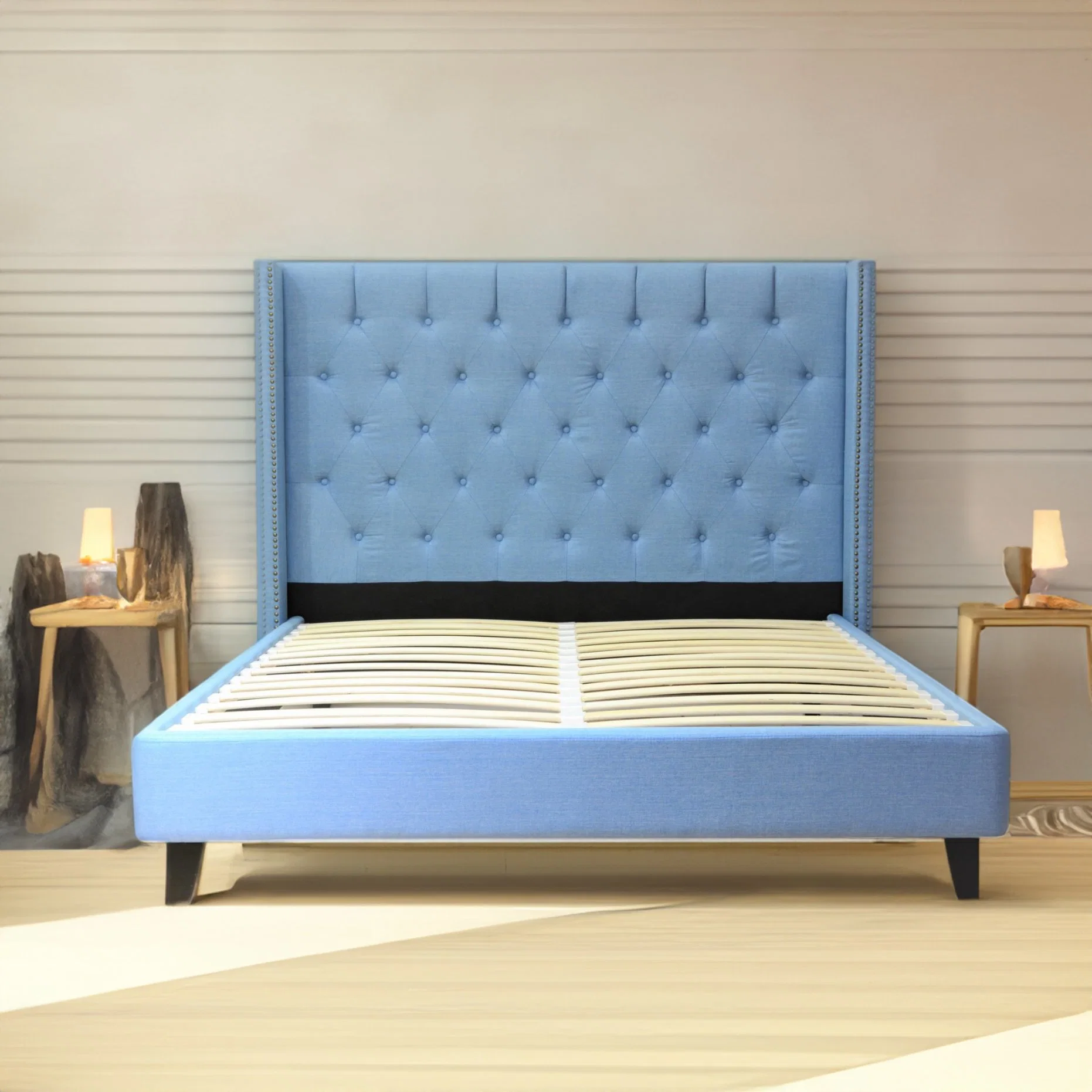 Flat Huayang Customized MDF Beds Hotel King Size Bed Modern Furniture Hot Kids Furniture Children Bed