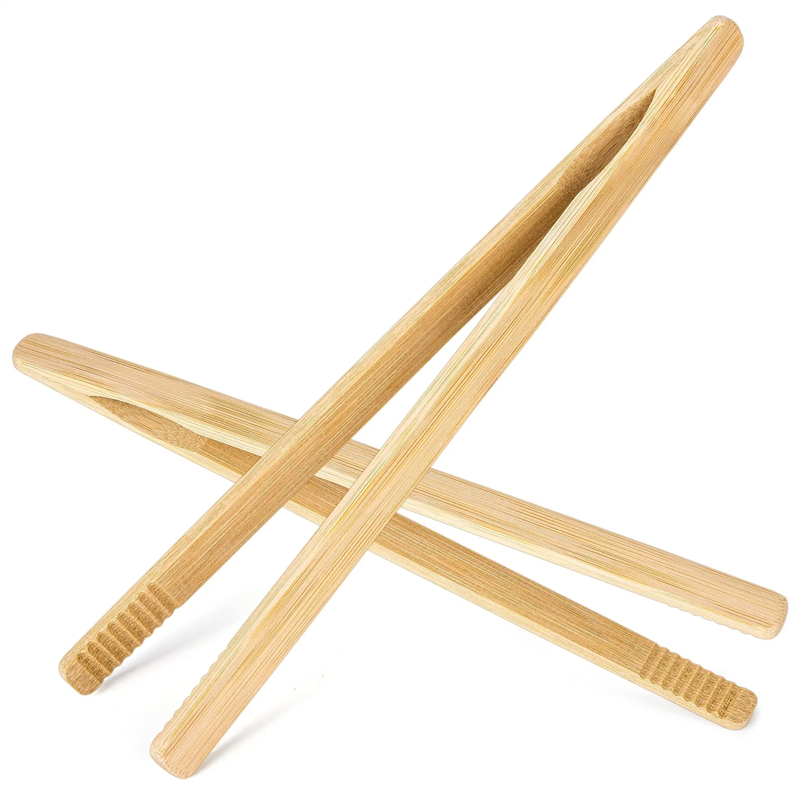 Reusable 10.2 Inches Long Bamboo Toaster Wood Kitchen Cooking Tongs