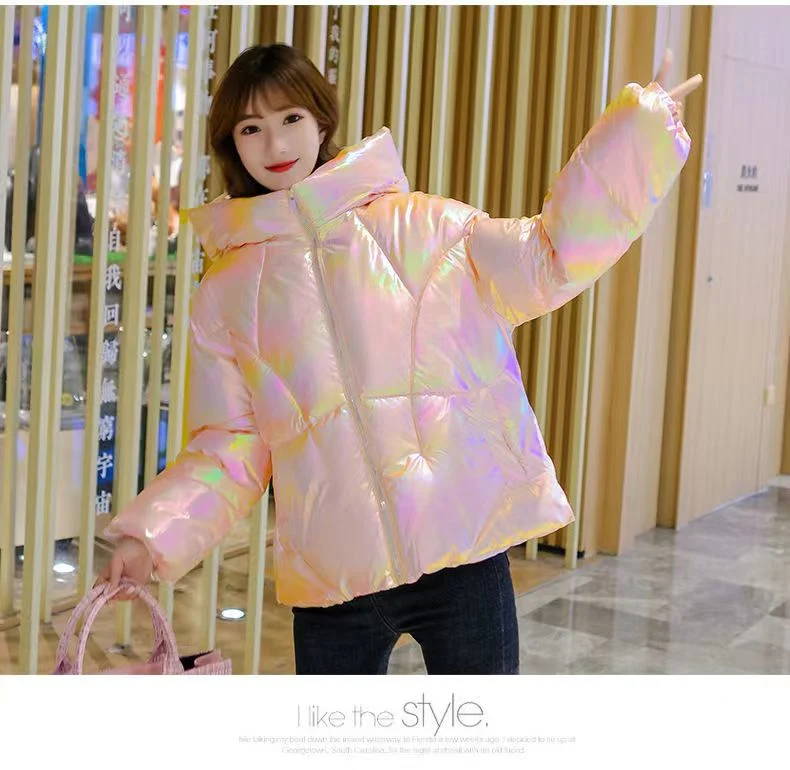 Manteau en coton brillant et coloré, le nouveau coton matelassé ample et plus épais.