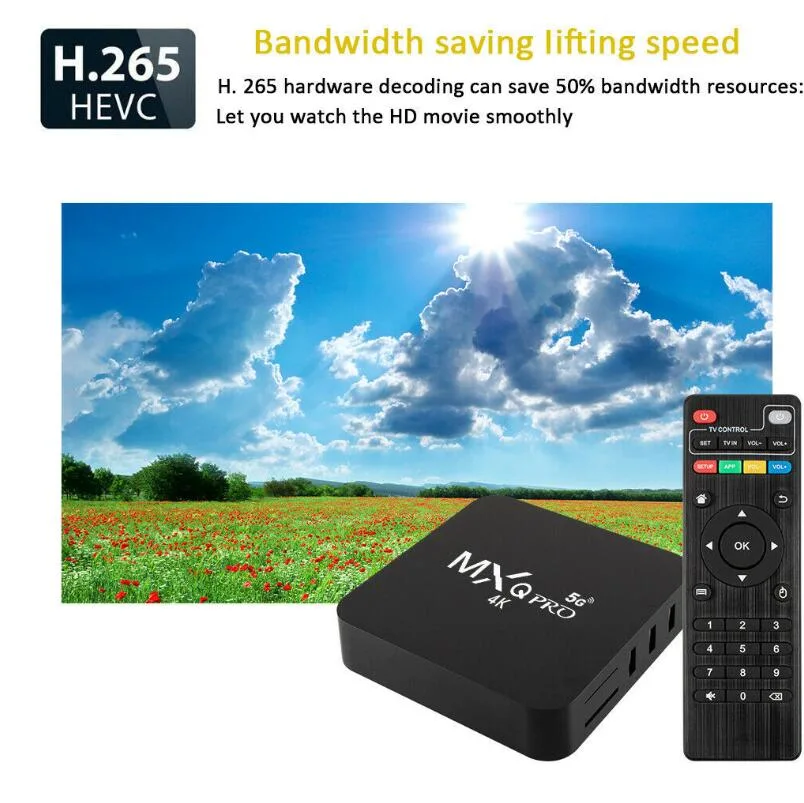 Mxq PRO 4K 5g Android TV Box Android 10 OS 1GB+8GB/2GB+16GB Set Top Box 4K WiFi Smart TV Box Android 10