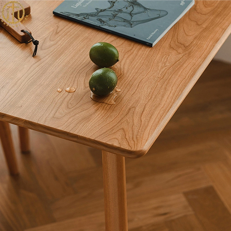 Japanese Simple Cherry Wood White Oak Dining Table