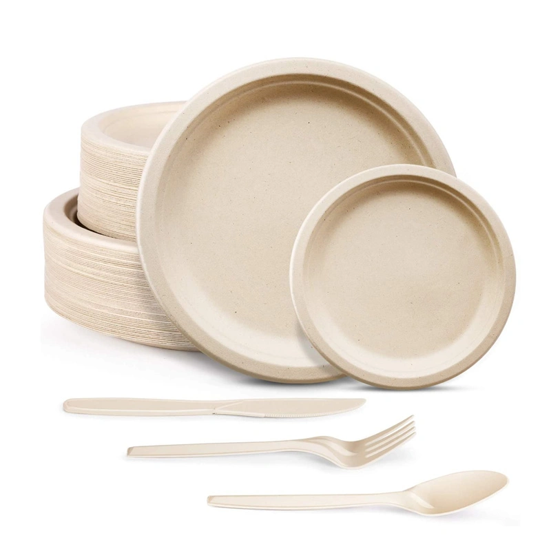 Party Disposable Degradable and Environmentally Friendly Bagasse Tableware 6 7 8 9 10 Inch Disc Paper Plate