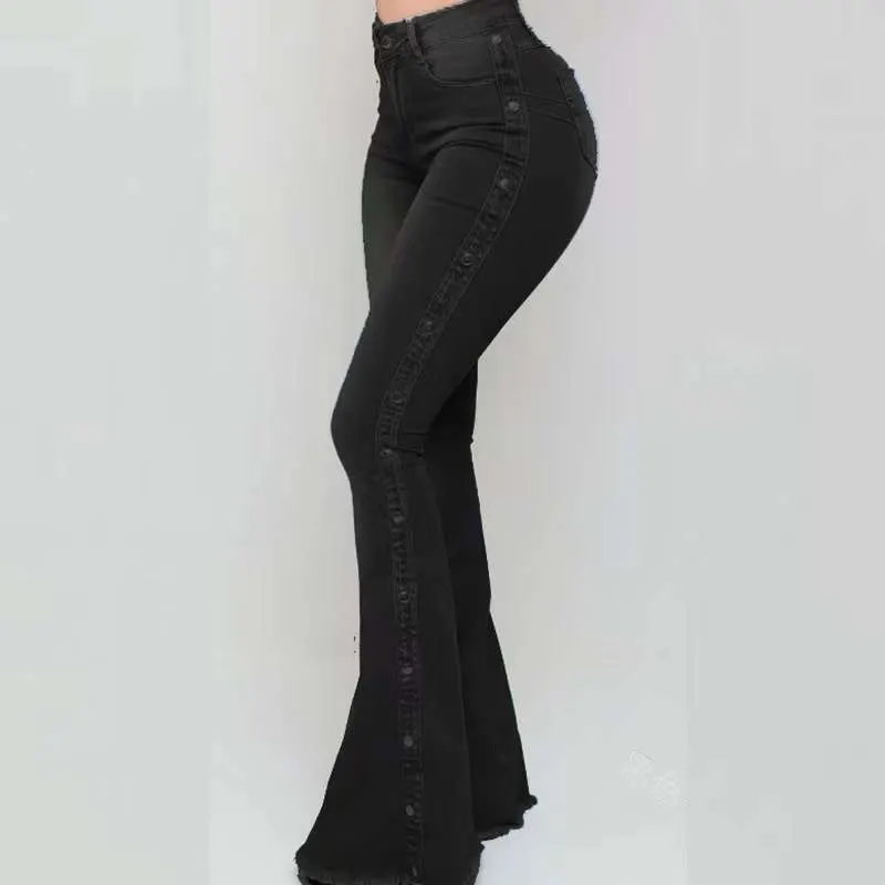 2023 New Explosive High-Waisted Stretch Mop Flared Jeans for Women Pants