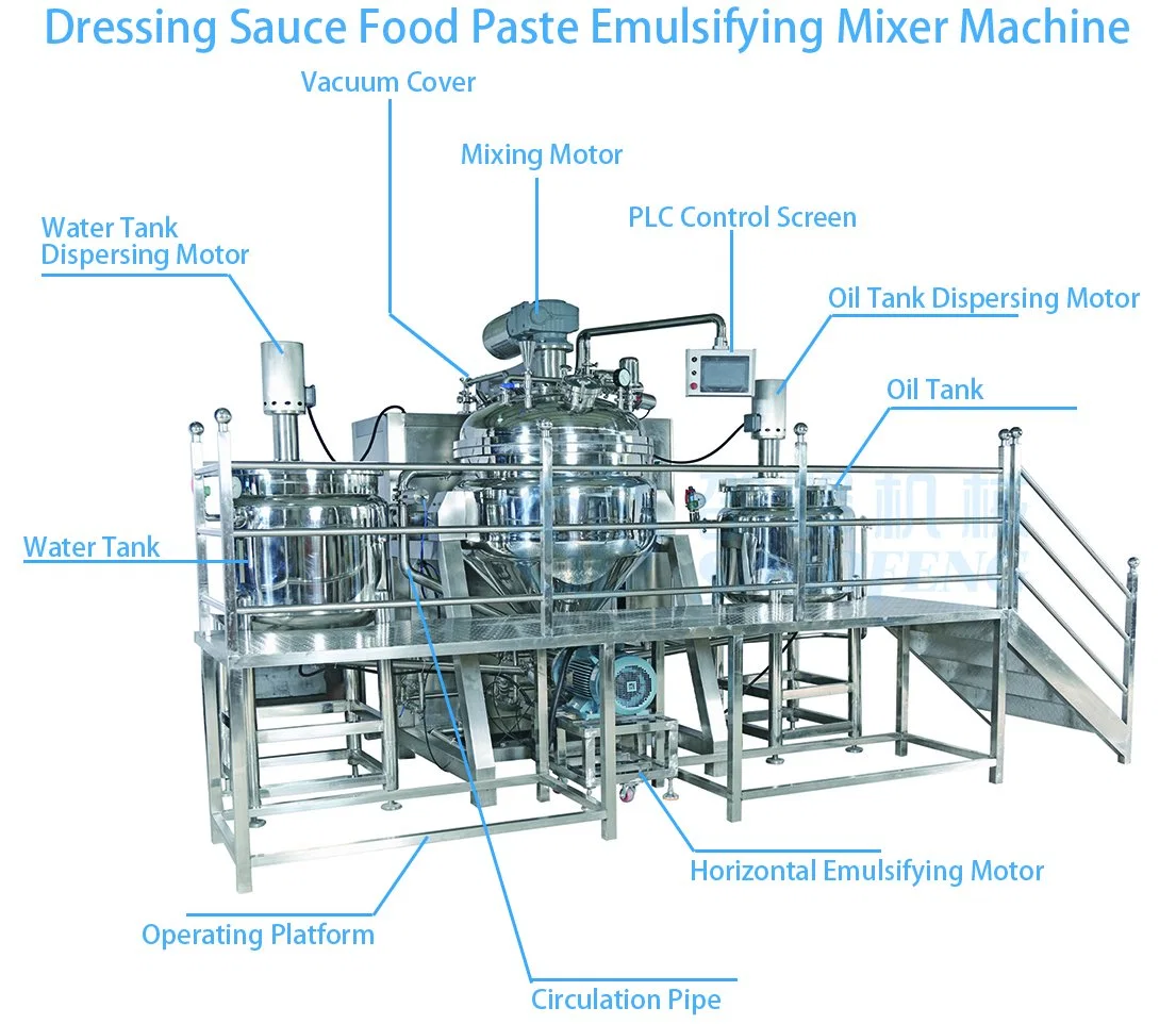 Vacuum Emulsifying Cheese Chubby Sauce Dressing Mixer Tank Peanut Butter Mayonnaise Ketchup Making Processing Machine