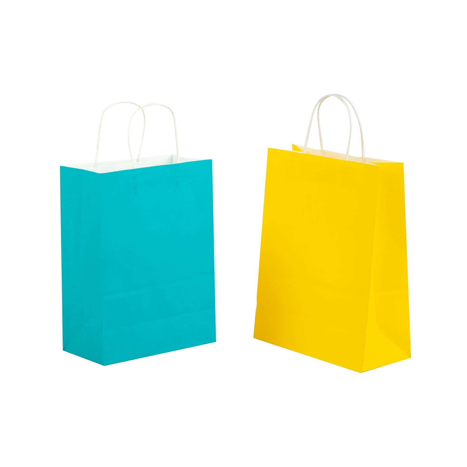 Sac cadeau en papier kraft blanc imprimé personnalisé avec logo recyclable.