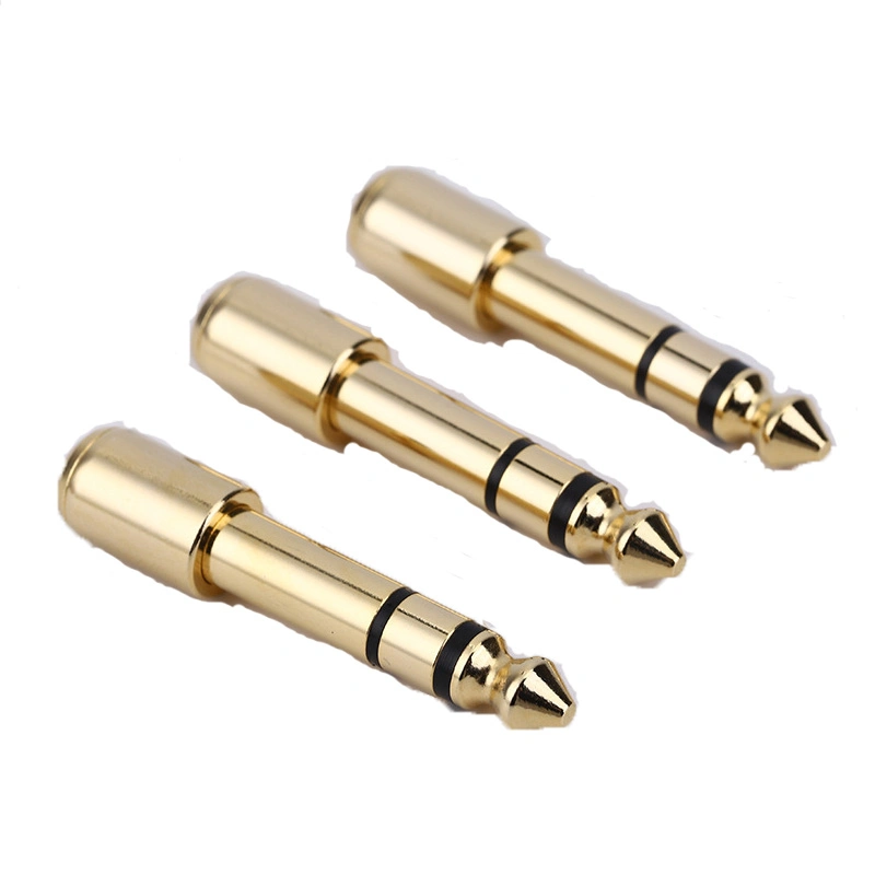 High Precision Manufacturing CNC Custom Machining 6.3mm to 3.5mm Brass Plug Audio Video Adapter Plug Audio Headphone Adapter Plug Accessories