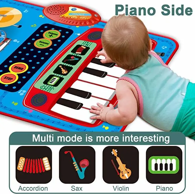 2 in 1 Baby Toys Learning Floor Blanket Wholesale/Supplier Musical Piano Play Mat Game Colorful Toddler Piano Drum Mat Electronic Toy