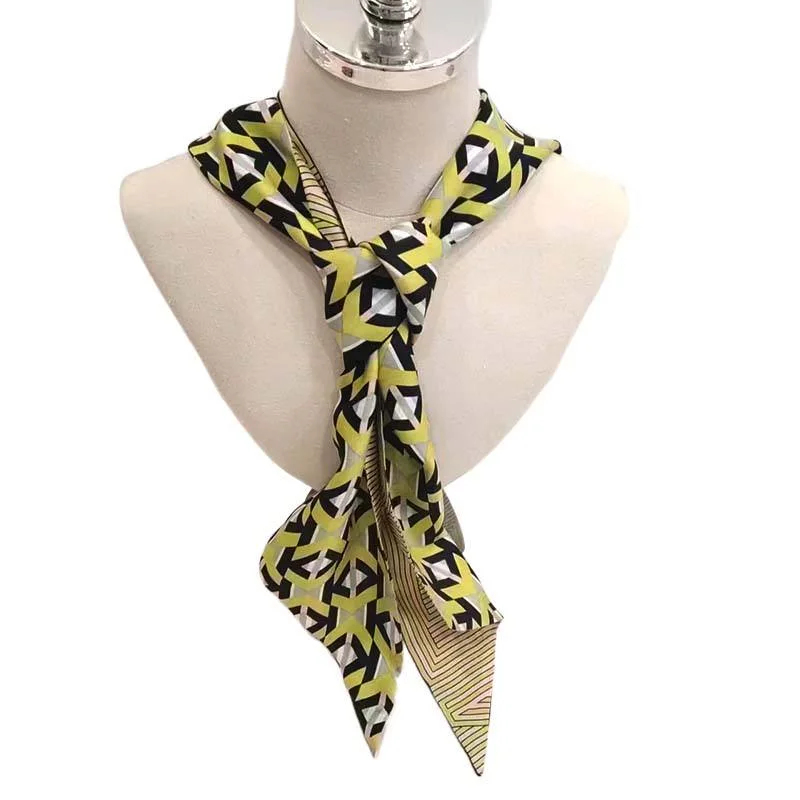 Fashion Double Side Various Printing Narrow Long Scarf Female Chiffon Ribbon Hair Band Headscarf Scarf