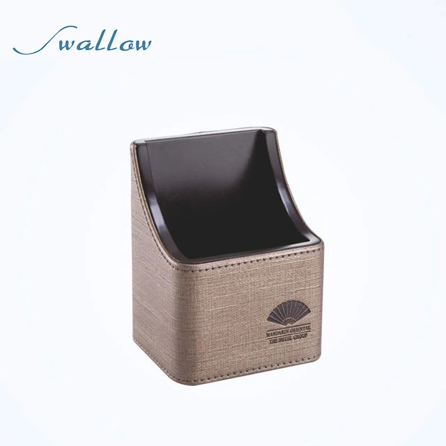 Single Slot PU Leather Remote Control Holder Desktop Remote Container Box Case for Hotel Supplies