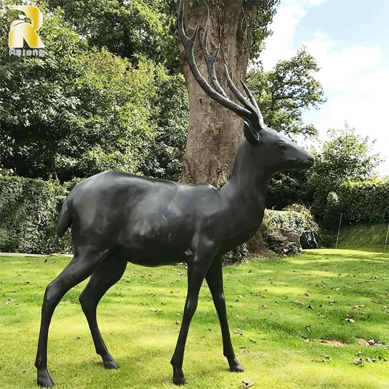 Foundry Customized High quality/High cost performance  Metal Craft Buck Sculpture Life Size Bronze Deer Family Statue Outdoor Park Decor