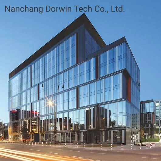 Curved Glass Curtain Wall Building Mirror Finish One Way Reflective Glazing Facade with Aluminum Structure