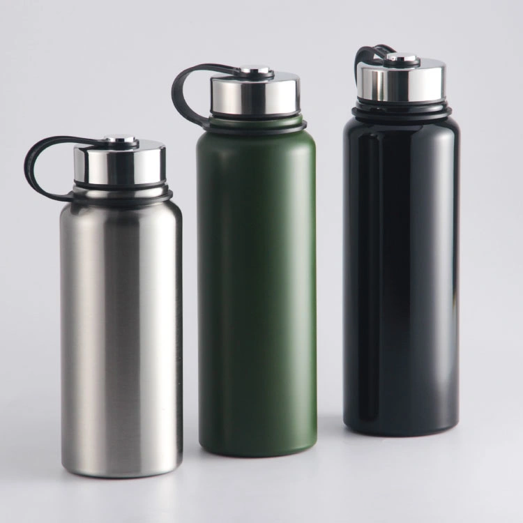 Edelstahl Edelstahl Doppelwand Vakuum Isoliert Warmhalten &amp; Cold tragbare Flasche Sport Wasserflasche mit lecksicheren Deckel