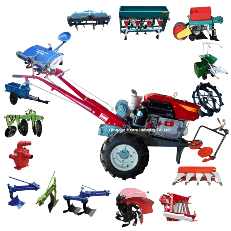 7-22HP Hand Tractor Power Tiller Tractor Garden Tractor Diesel Cultivator Motocultor Disel Motoblock Two Wheel Walking Tractors with Kinds Accessories Low Price