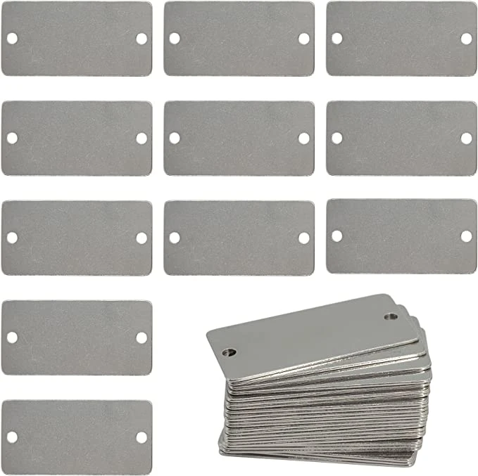 Stamping Blanks Stainless Steel Rectangle Blank Tags with Two Holes 1 Inch X 2 Inch