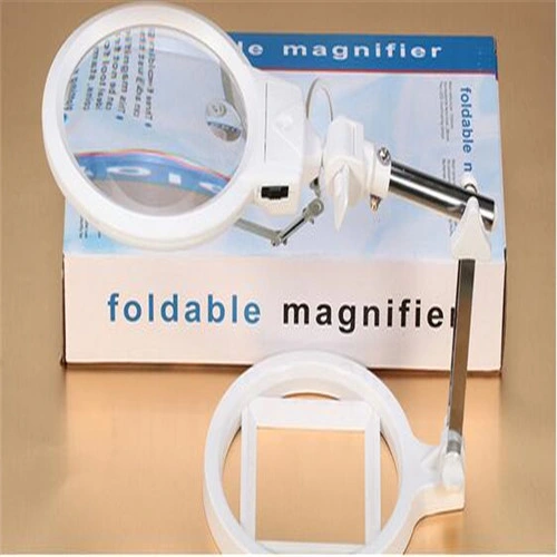 Portable Folding LED Desktop Magnifier Lamp/Lens/Loupe with Light (EGS-3B-4A)