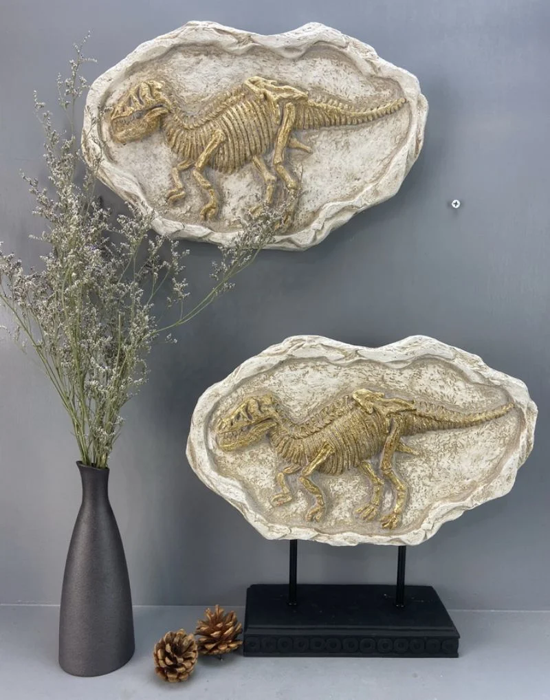 Set of 2 Home Decoration Dinosaur Fossil Sculpture Table and Wall Art Decoration for Living Room, Office, Bedroom Souvenir Housewarming Gift