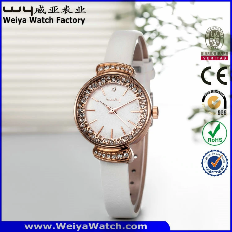 ODM Cuarzo correa de cuero de moda casual señoras reloj de pulsera (Wy-084B)