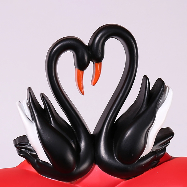 Indoor Romantic Wedding Decoration Swan Sculpture Polyresin Holder