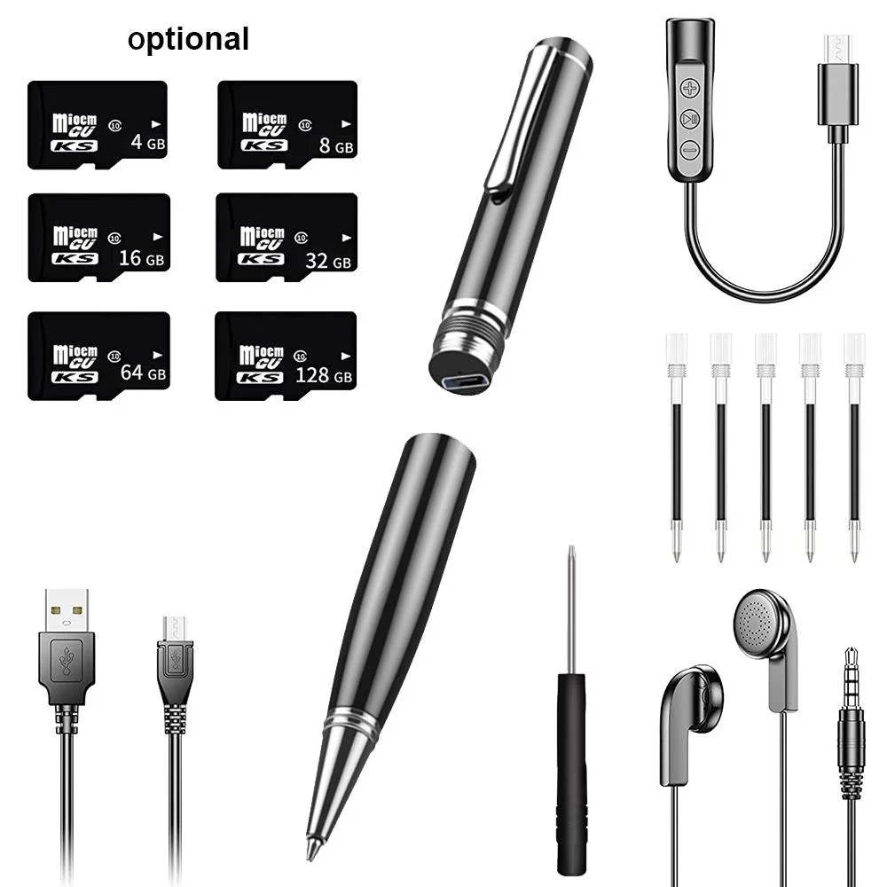 Großhandel/Lieferant schwarze Voice Recorder Pen mit wiederaufladbarer Batterie und High Schnellem Upload