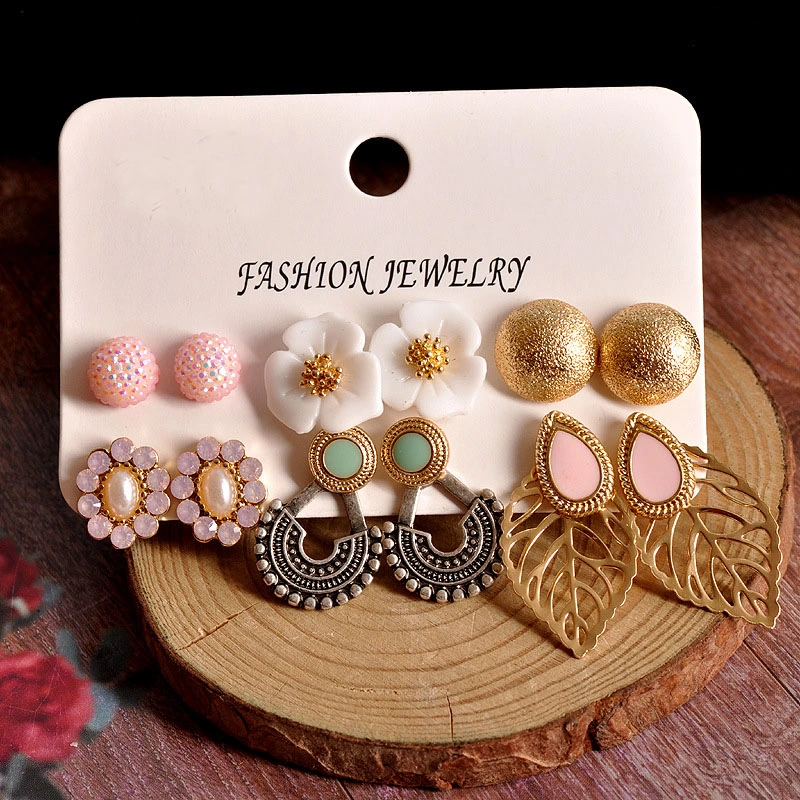 2021 New Style Beautiful Mix-and-Match 6 Pairs /Set Earrings Jewelry Christmas Gift