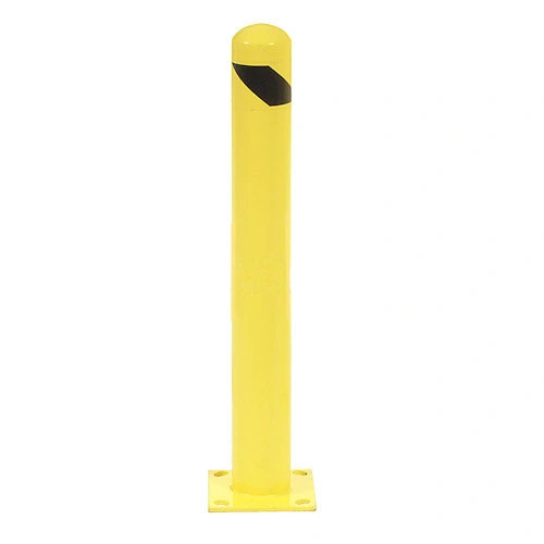 36" Steel Bollard with Removable Rubber Lid & Chain Slots Temporary Safety Steel Post Road Traffic Parking Barrier Bollard