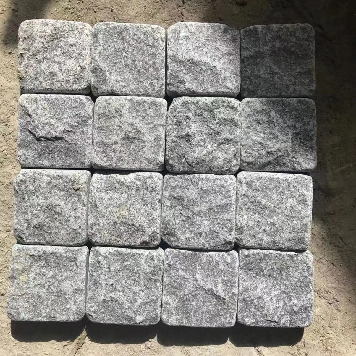 Guter Preis Fabrik Cube Stone China G654 Granit Split Oberfläche Dunkelgraue Pflastersteine