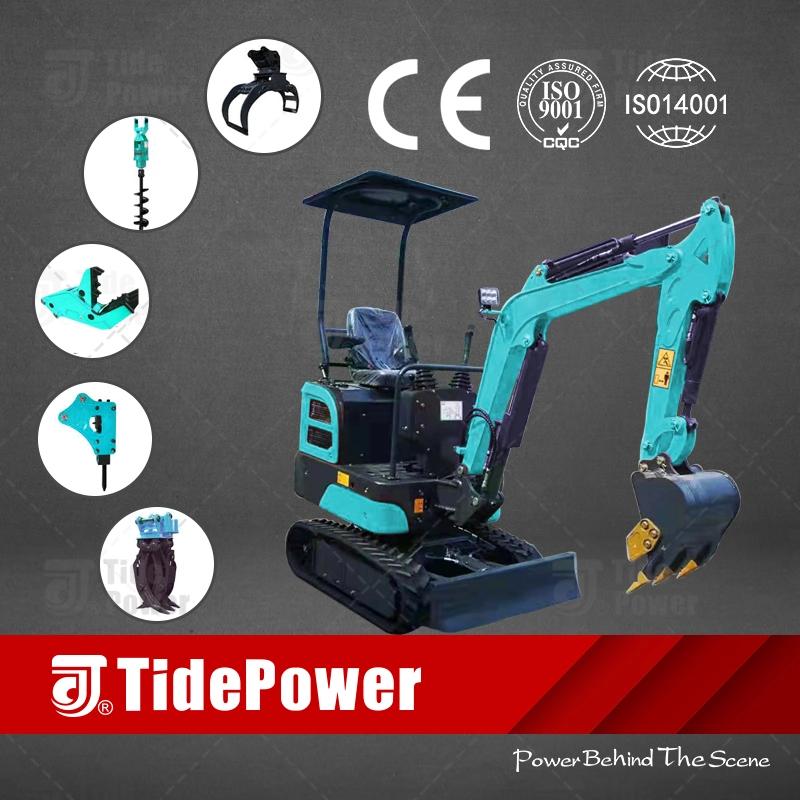 TD12 miniexcavadora de potencia de mareas, 1 tonelada miniexcavadora, 2 toneladas miniexcavadora, 3 toneladas miniexcavadora, 4 toneladas miniexcavadora, motor Perkins, motor Eaton