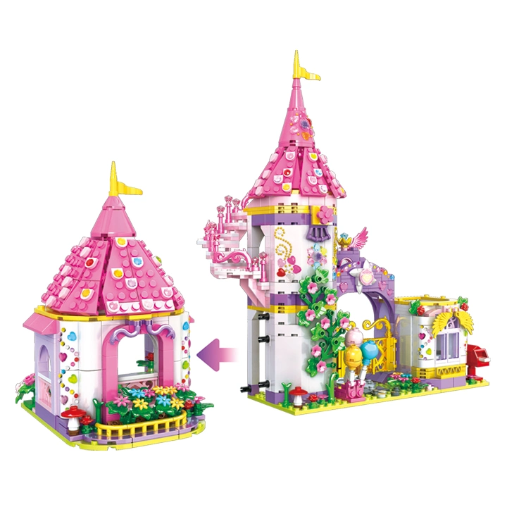 Woma Toy 2023 Novo Conjunto de Blocos de Construção de Modelo de Carruagem de Castelo de Fada Princesa Príncipe Educacional para Meninas Estudantes Brinquedo de Casa de Brincar para Crianças.