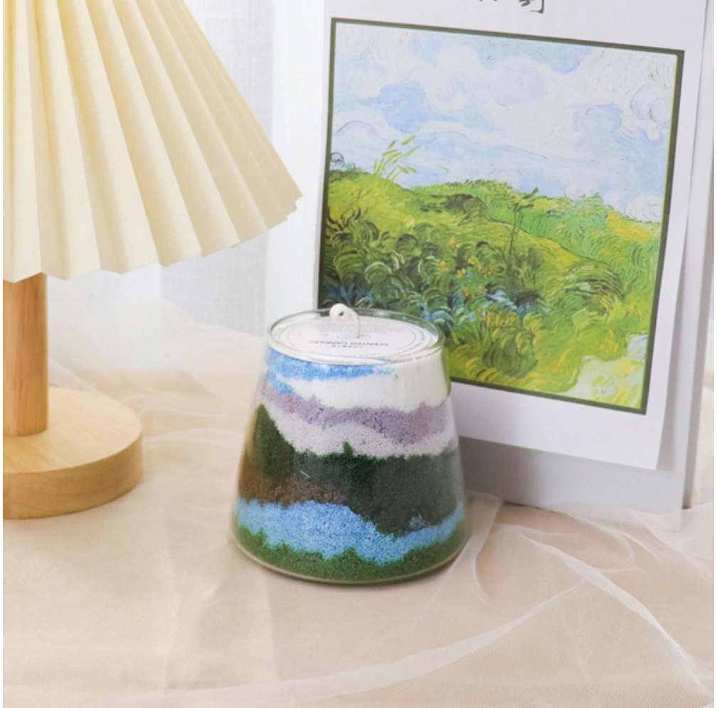 Handmade Art Sand Painting Series Glass Jar Home Decoration Scented Candle