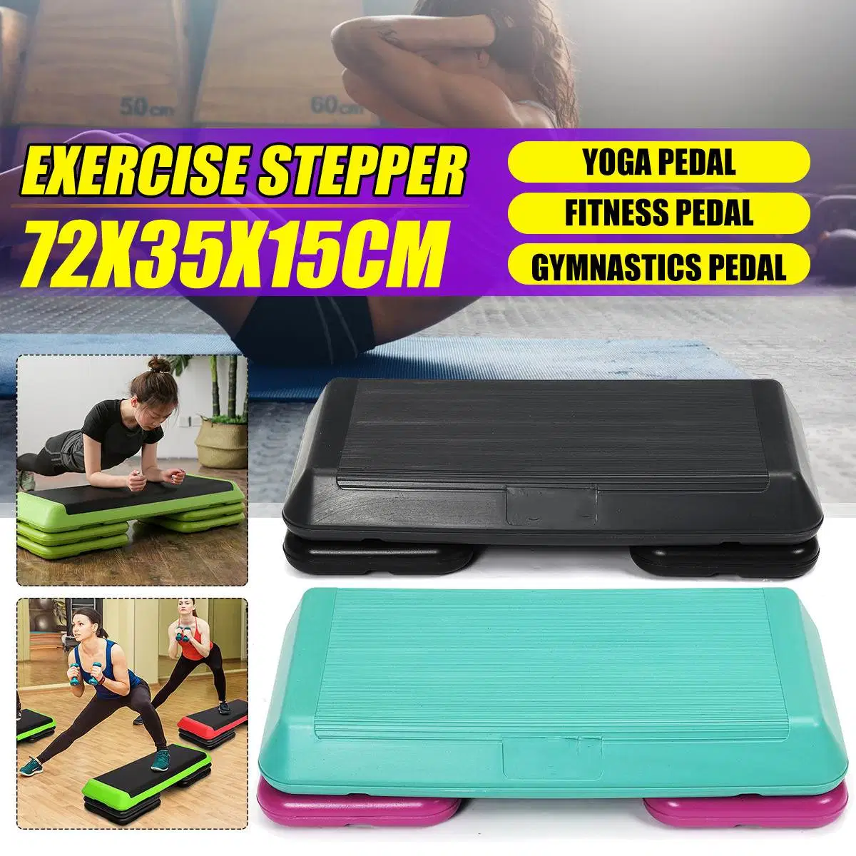 72cm Material PP pasos aeróbicos Altura de paso regulable adecuado de la Junta de Fitness