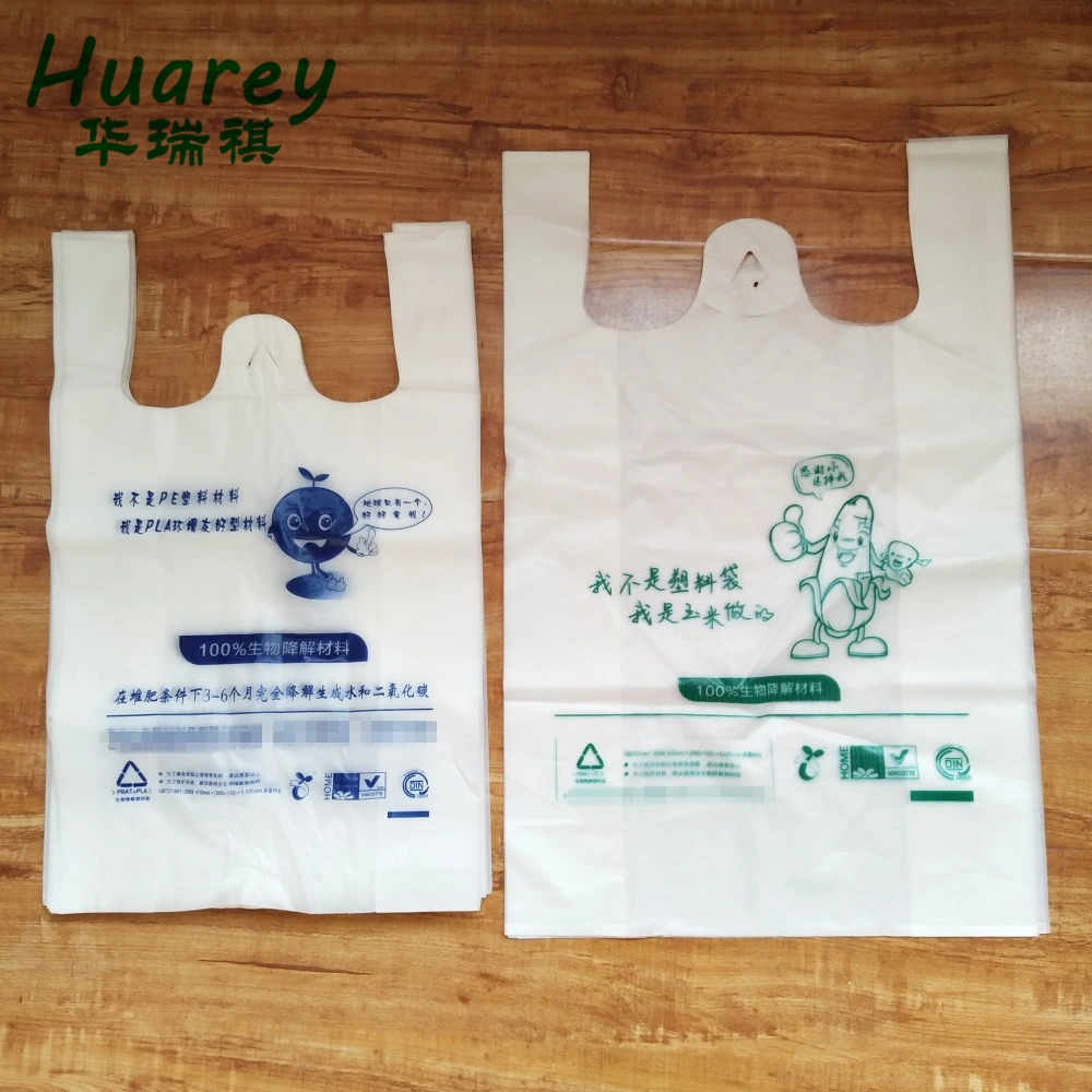 Compostable impreso personalizado Camiseta Camiseta Compras la bolsa