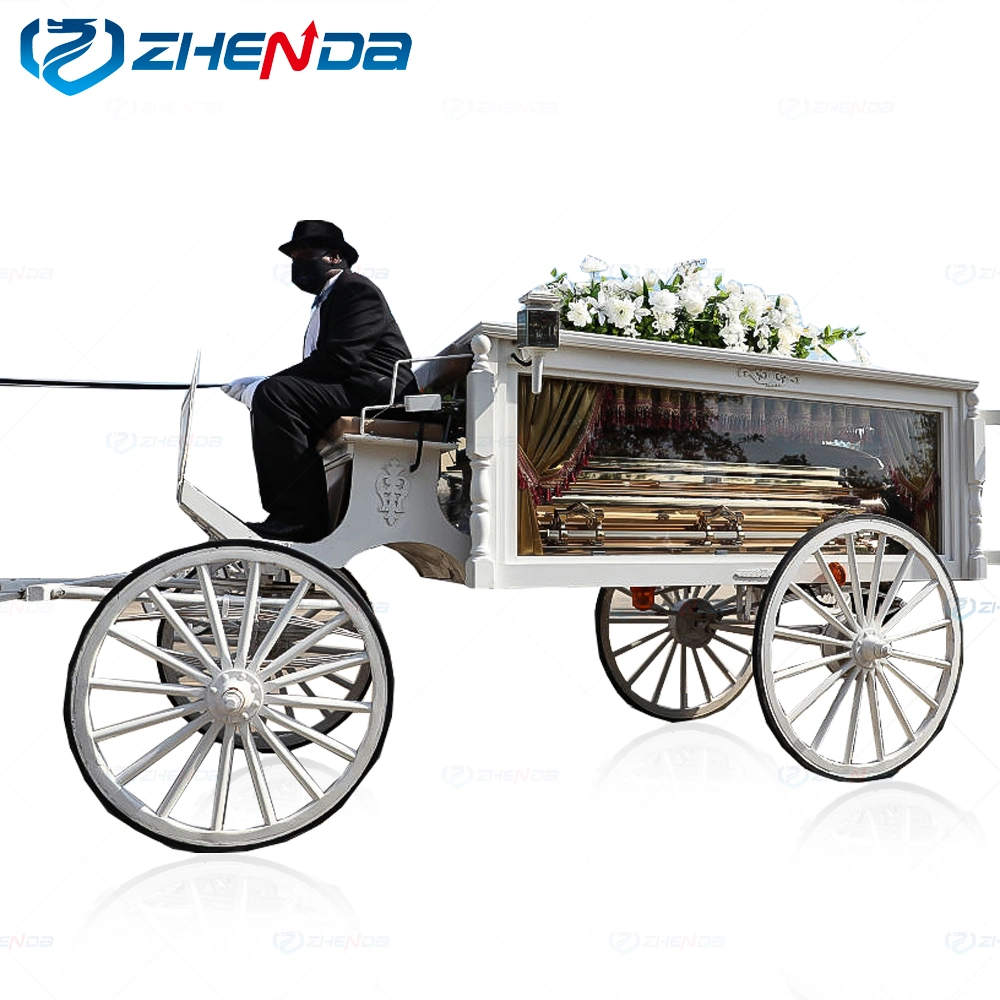 American Funeral Hearse Wagon Carriage Antik White Funeral Coffin Carriage