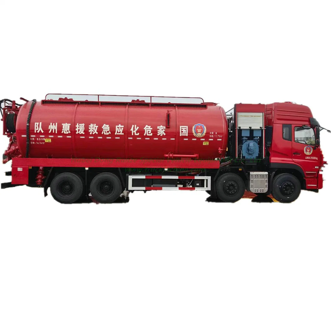 Dongfeng 12 Wheels Vacuum Hydro Excavation Vehicle Combined Sewer Suction Jetting Truck (14m3 Sewage+11m3 Clean Water)