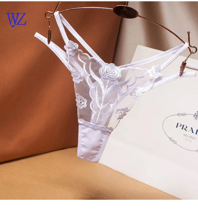 Custom High quality/High cost performance  Temptation Seamless Thong Sexy Lingerie Transparent Women&prime; S Panties Temptation Lace Hollow Briefs