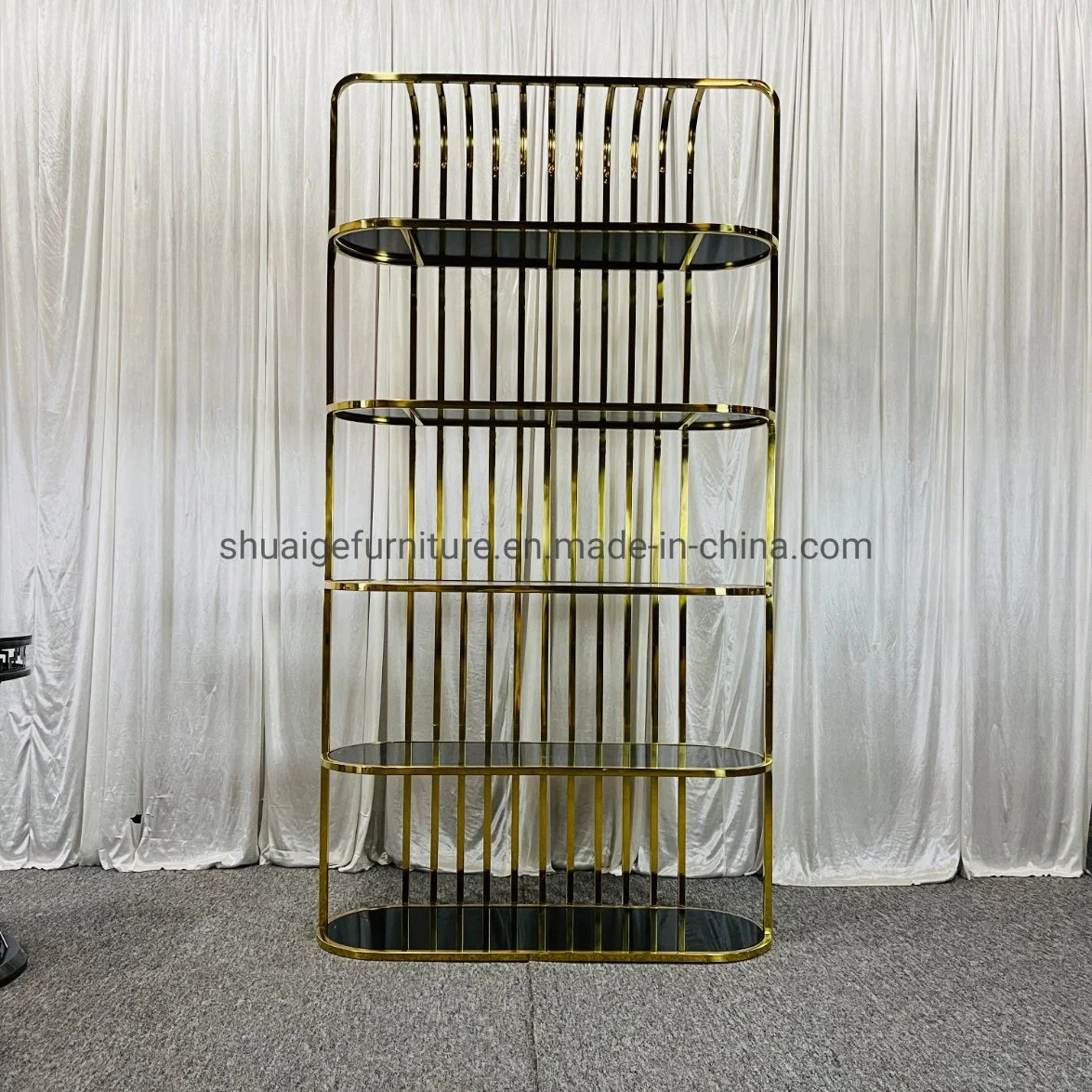 Golden Luxury Stainless Steel Rack Wine Display Stand Wine Cabinet