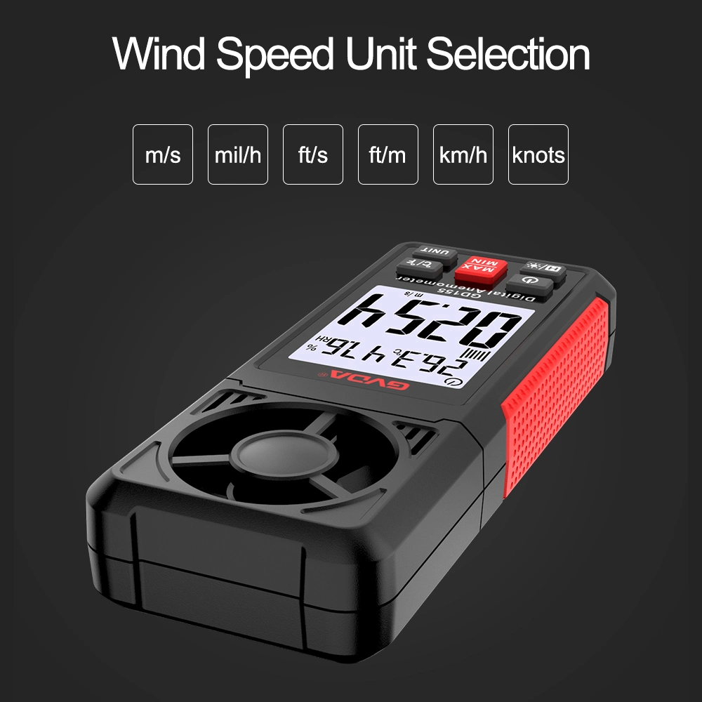 Digital LCD Backlight Wind Speed Meter Gauge with Temperature Humidity Meter