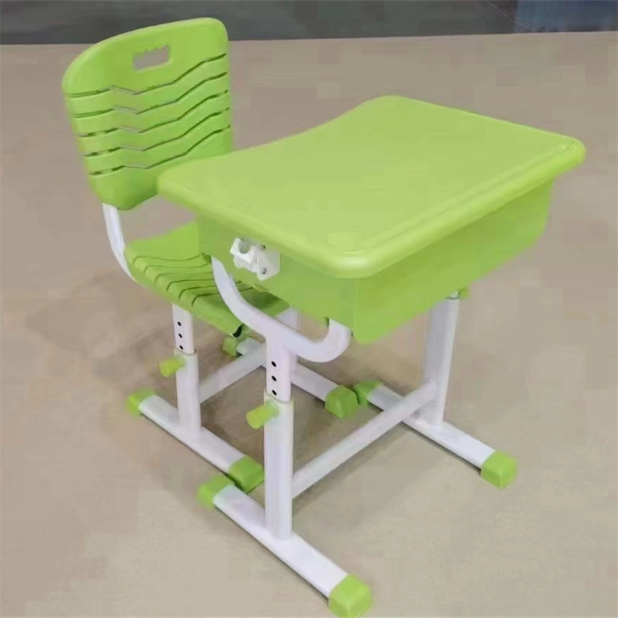 A cor verde único moderno de ajuste para cima e para o estudo da estrutura de metal de plástico Mesa com cadeira para uso doméstico da escola