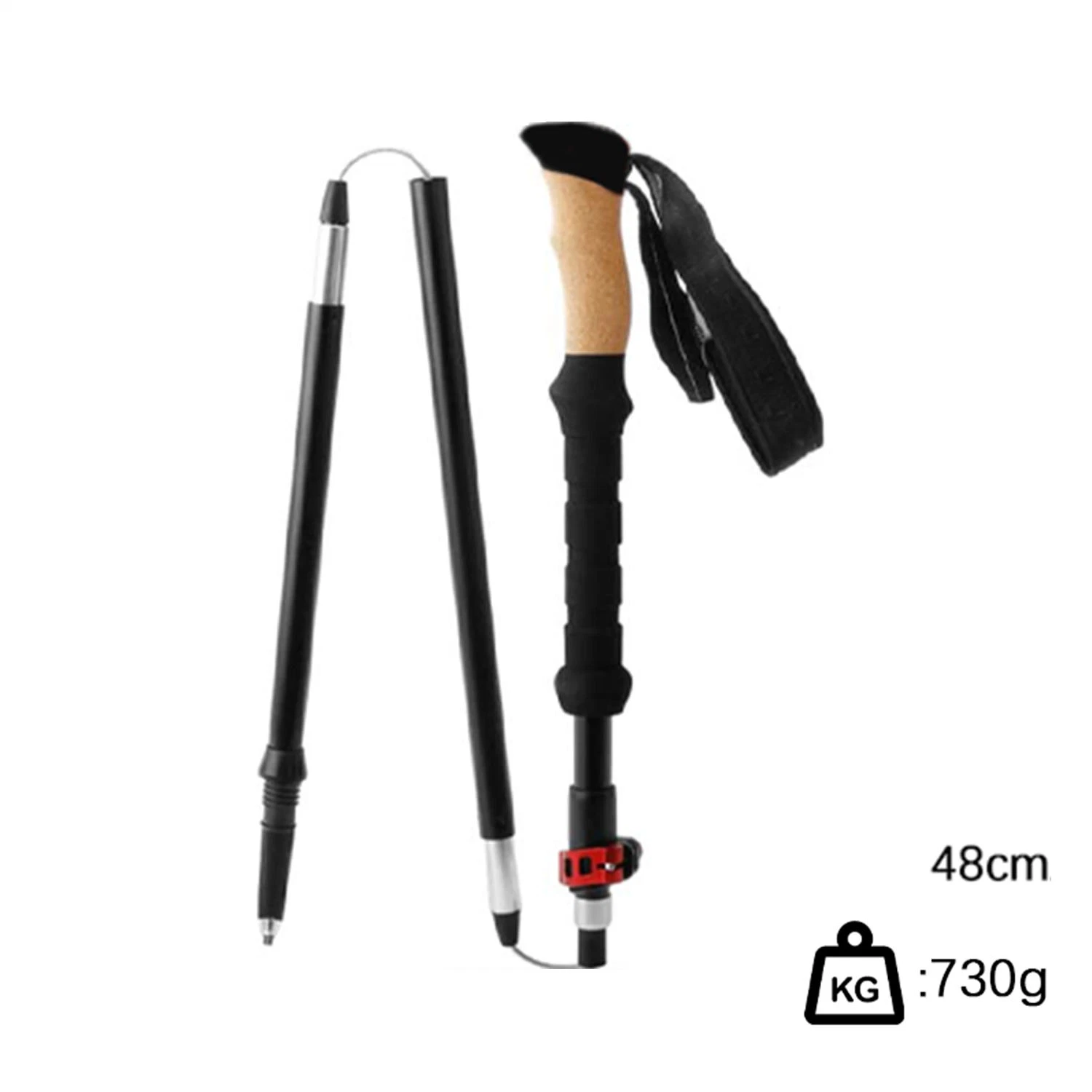 Montañismo EVA Mango de Corcho Material Senderismo Pole longitud 135cm Peso 730 g de Trekking duradera Stick